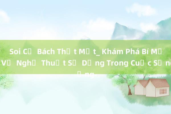 Soi Củ Bách Thật Mắt_ Khám Phá Bí Mật Về Nghệ Thuật Sử Dụng Trong Cuộc Sống